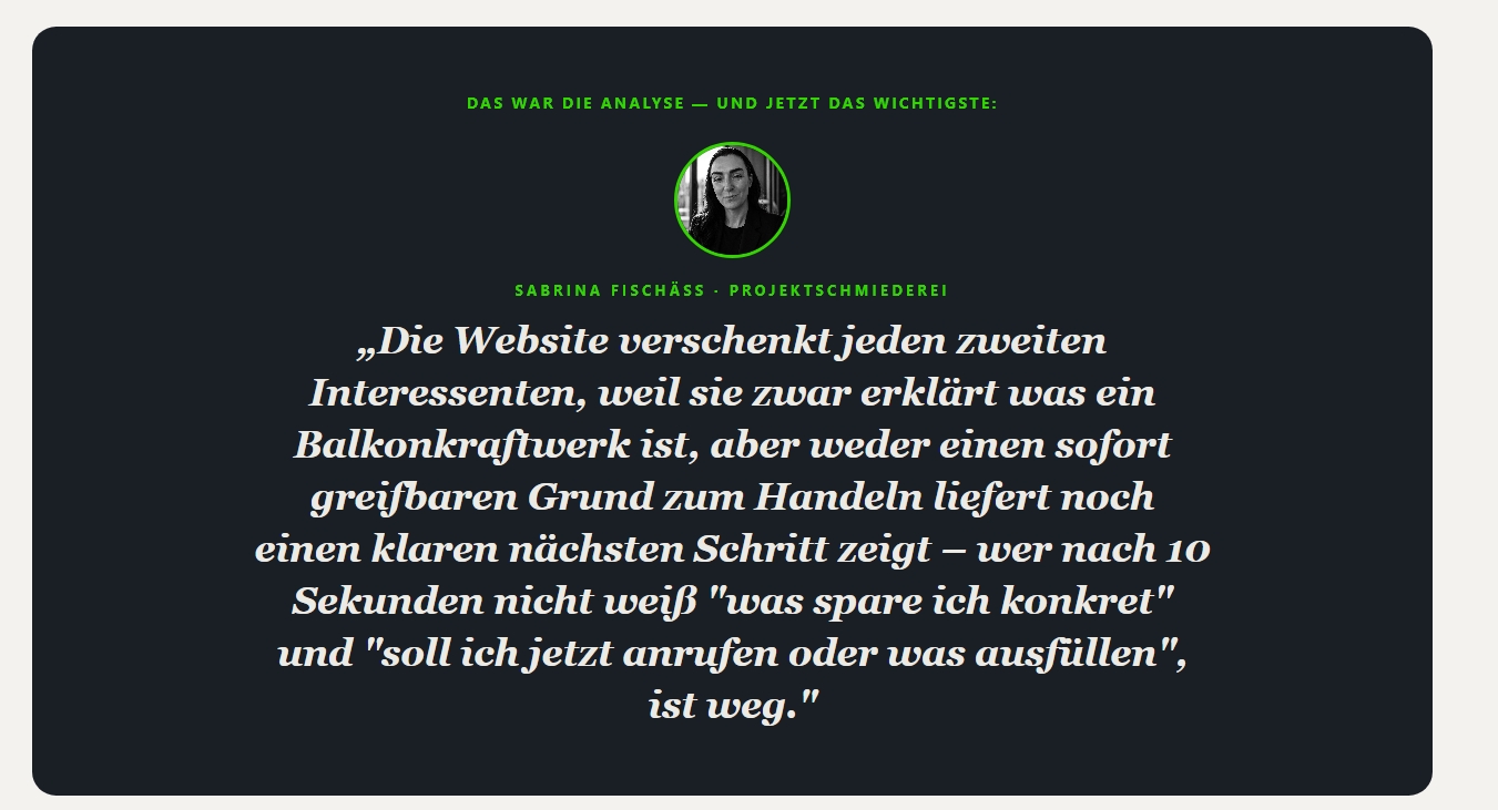 Master-Satz aus einer echten Analyse
