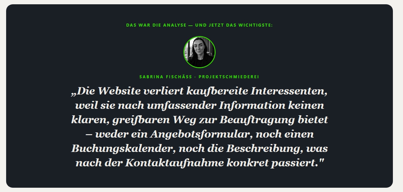 Master-Satz aus einer echten Analyse