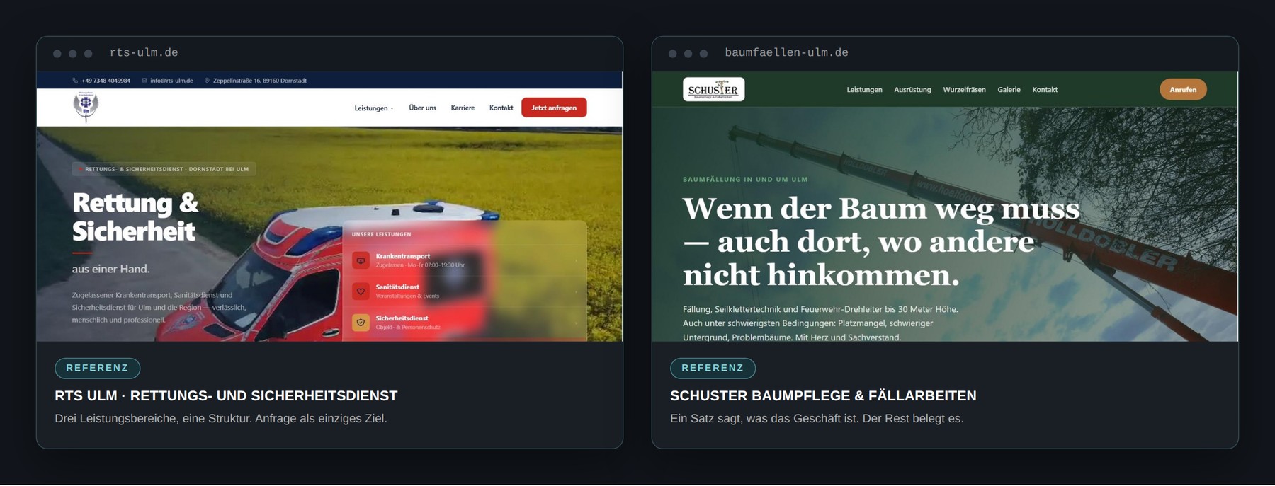 Zwei von Sabrina Fischäß gebaute Webseiten